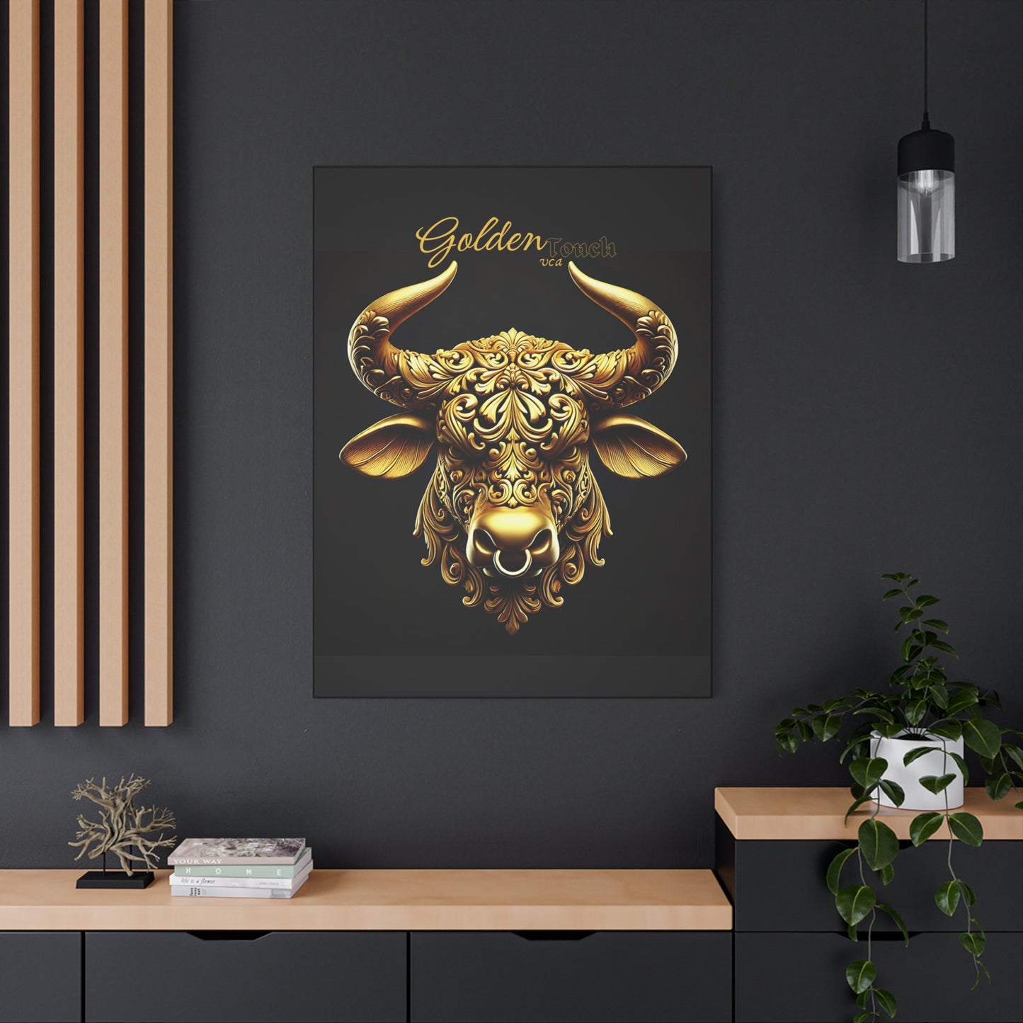 "Golden Touch" Collection - 'Taurus Head2' by vca - Framed Designer Matte Canvas