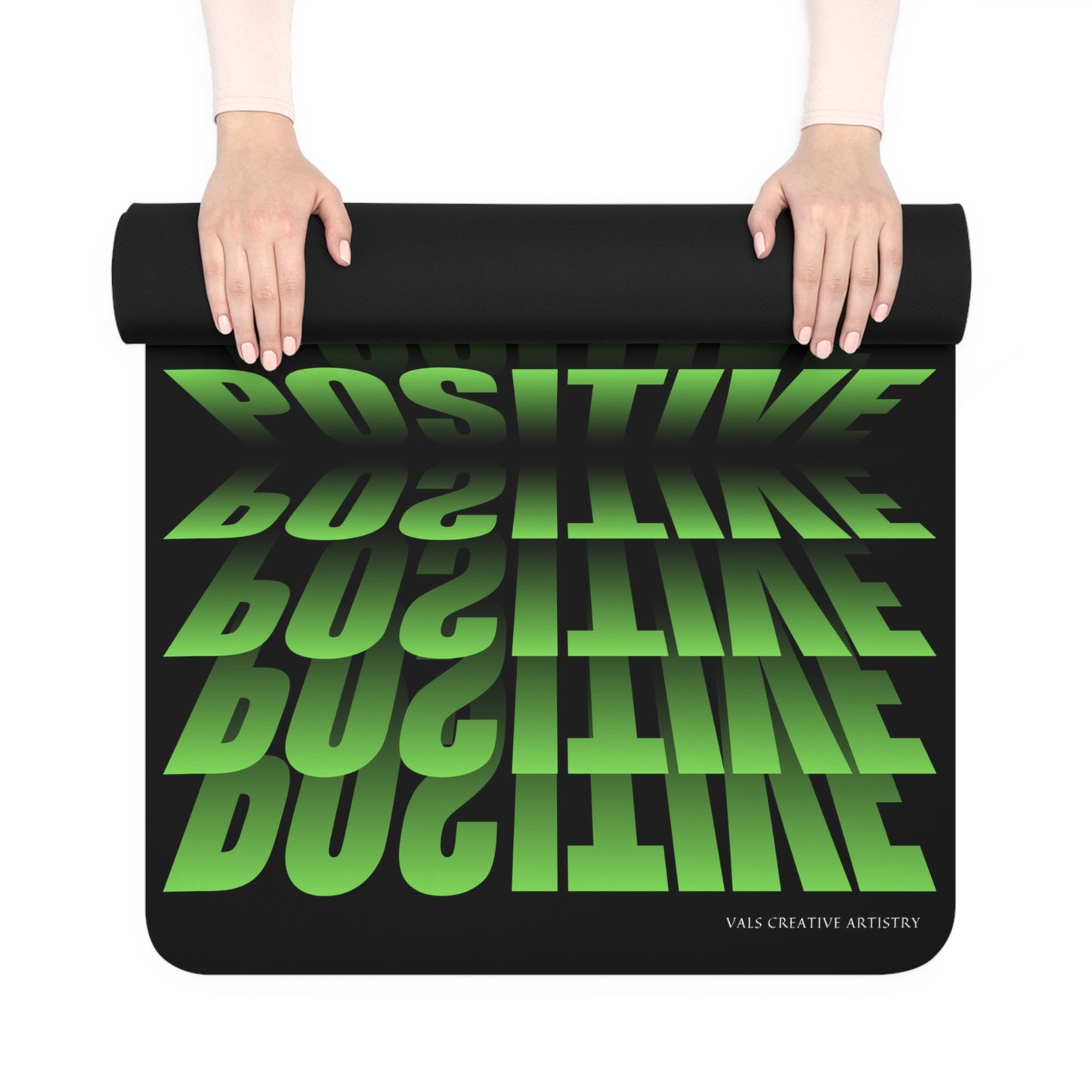 "Elevated Style" Collection - 'Positive Vibes' Designer Yoga Mat by vca - Green