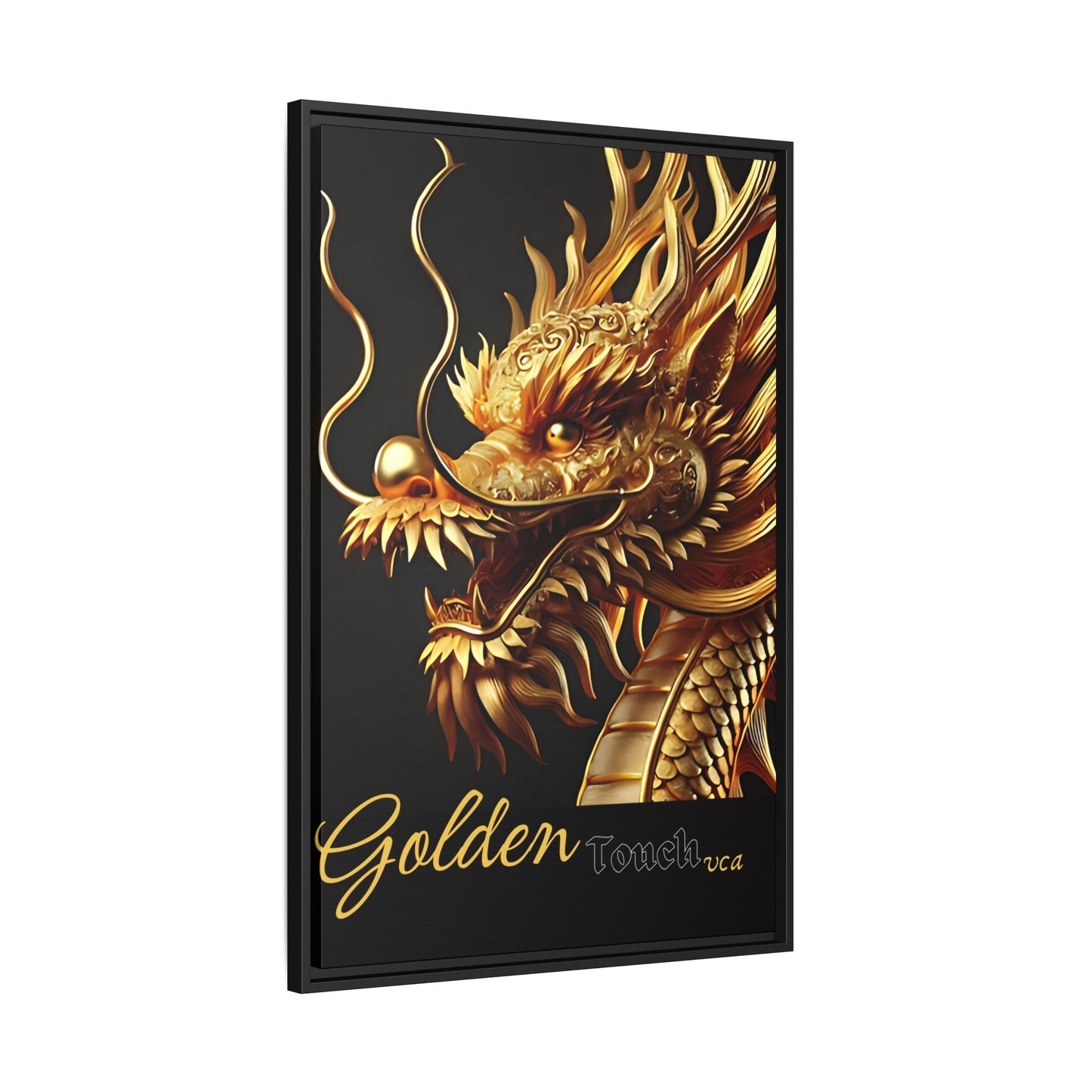 "Golden Touch" Collection - Framed 'Golden Dragon' Designer Canvas Wall Art by vca