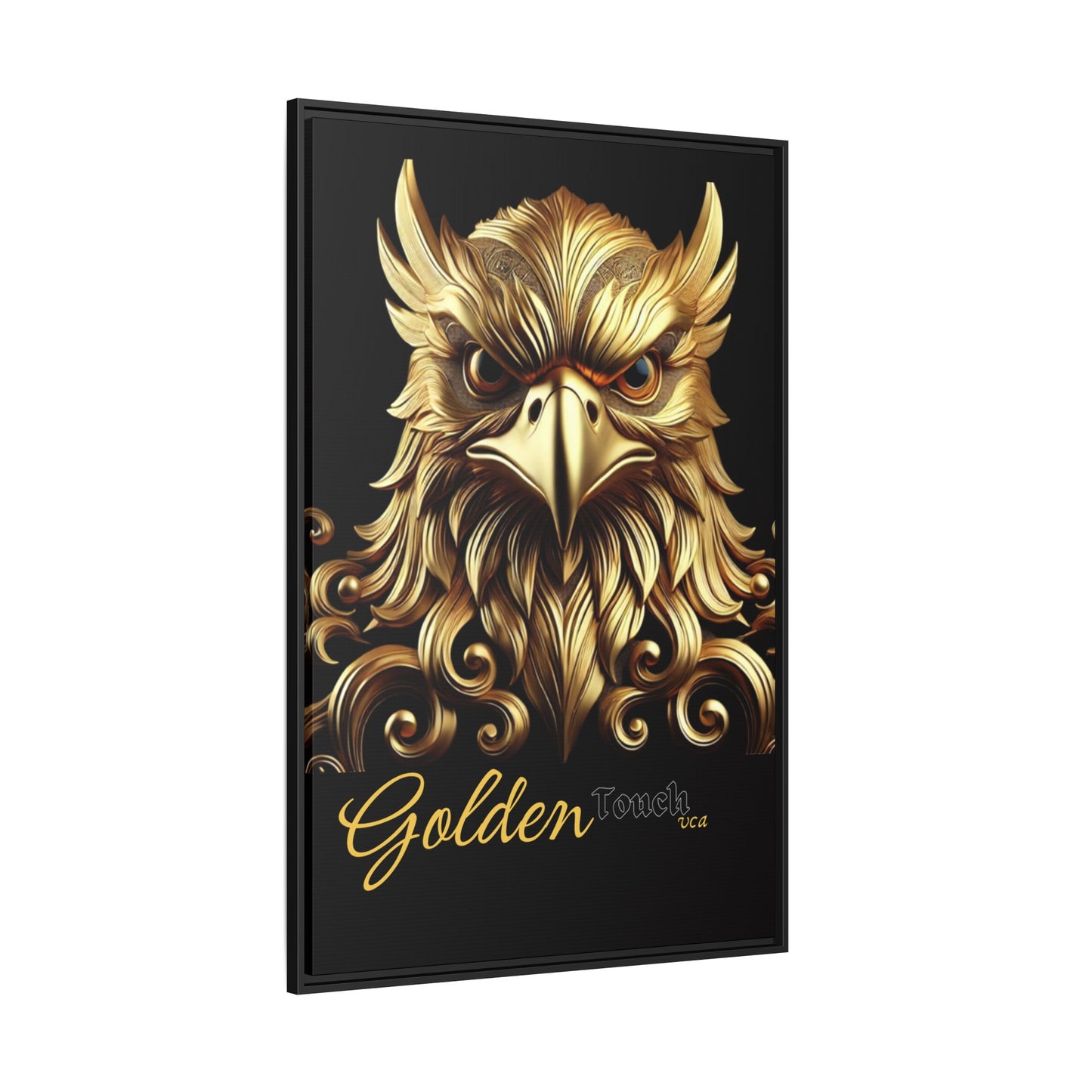 "Golden Touch Collection" – 'Hawk Glare': Luxurious Framed Canvas Wall Art by vca