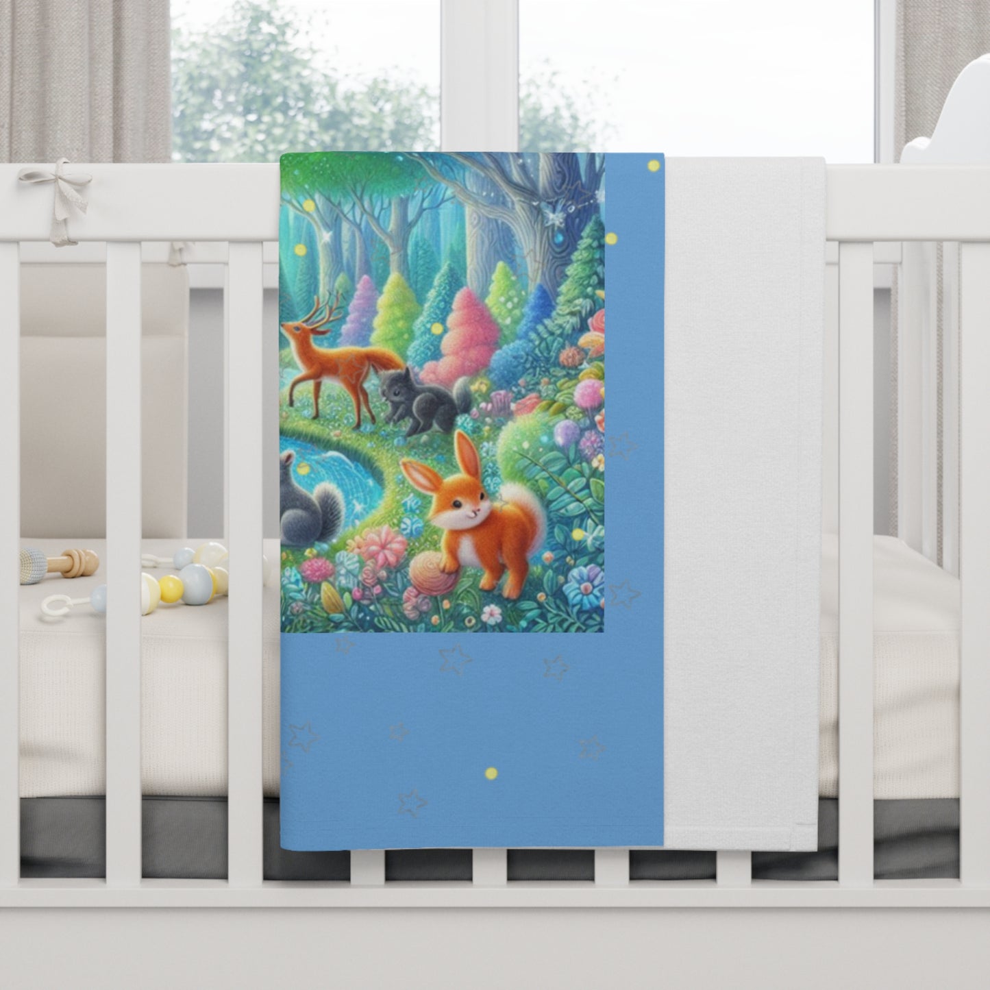 "Little Artful Treasures" Collection — Soft Fleece Nursery Throw - 'Forest Lite Dreams 1' by vca