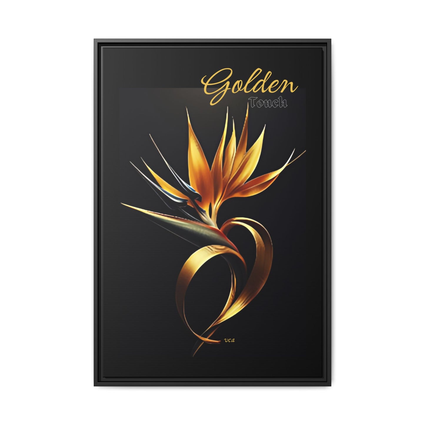 "Golden Touch" collection - 'Bird of Paradise' design #2 by vca - Framed Matte Canvas