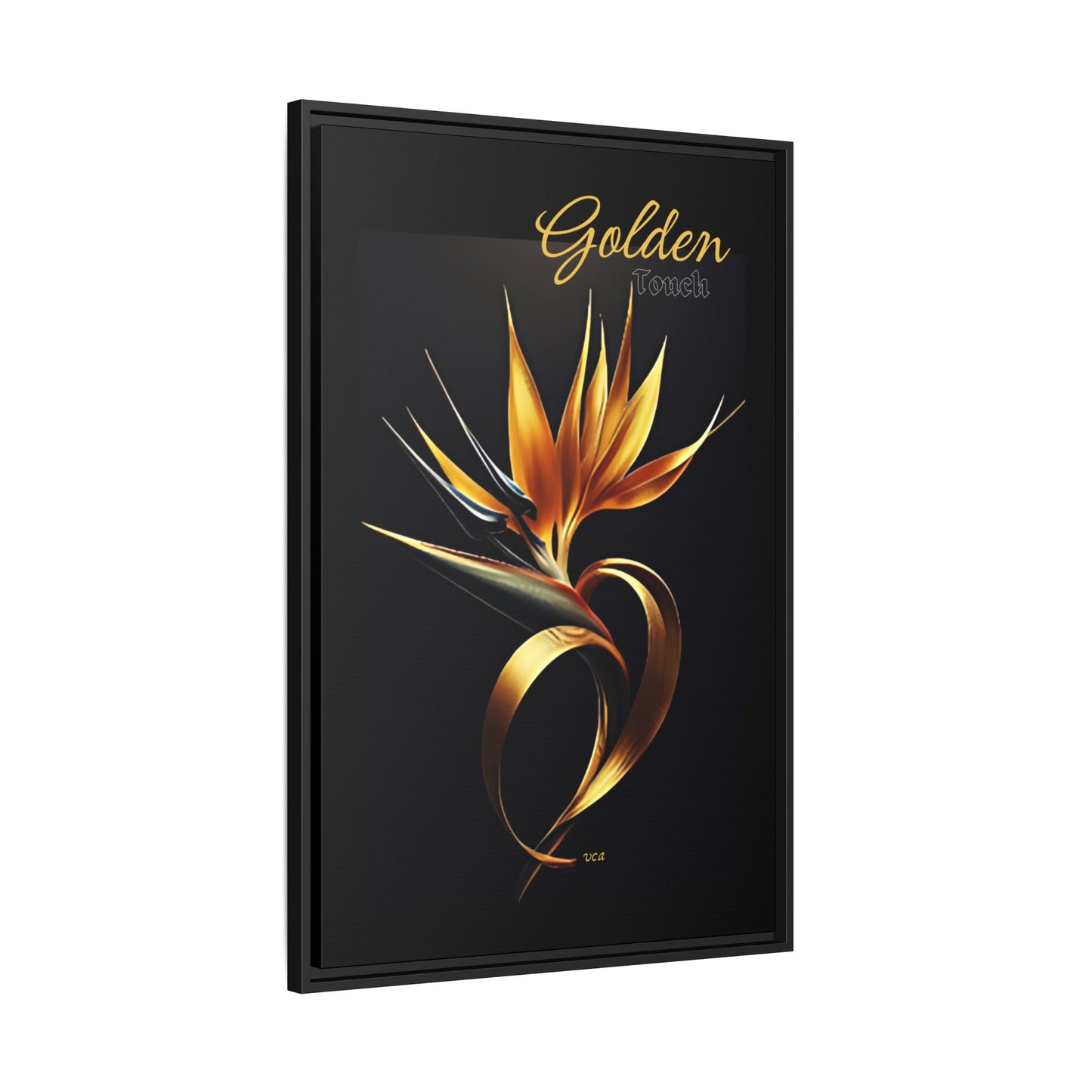 "Golden Touch" collection - 'Bird of Paradise' design #2 by vca - Framed Matte Canvas