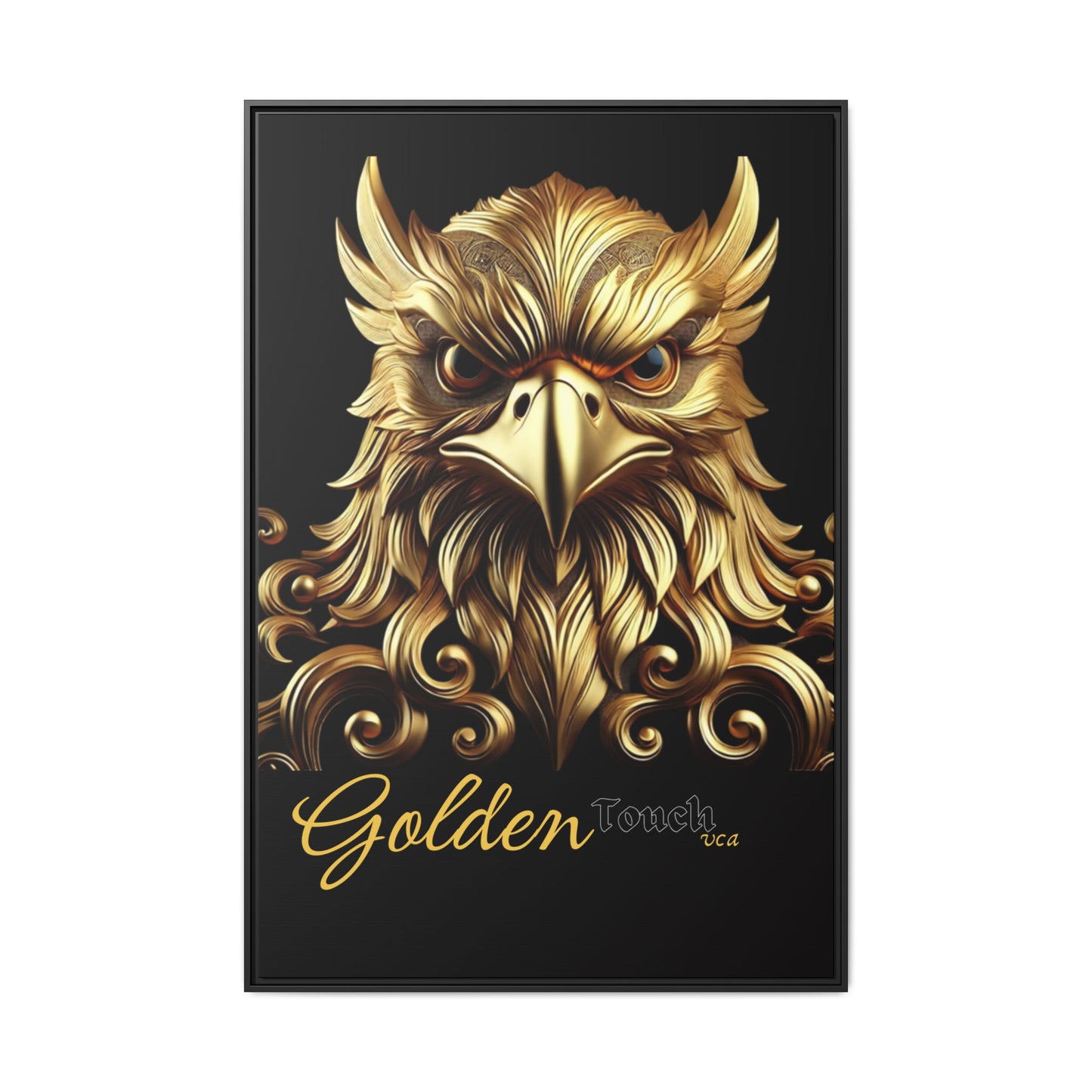 "Golden Touch Collection" – 'Hawk Glare': Luxurious Framed Canvas Wall Art by vca