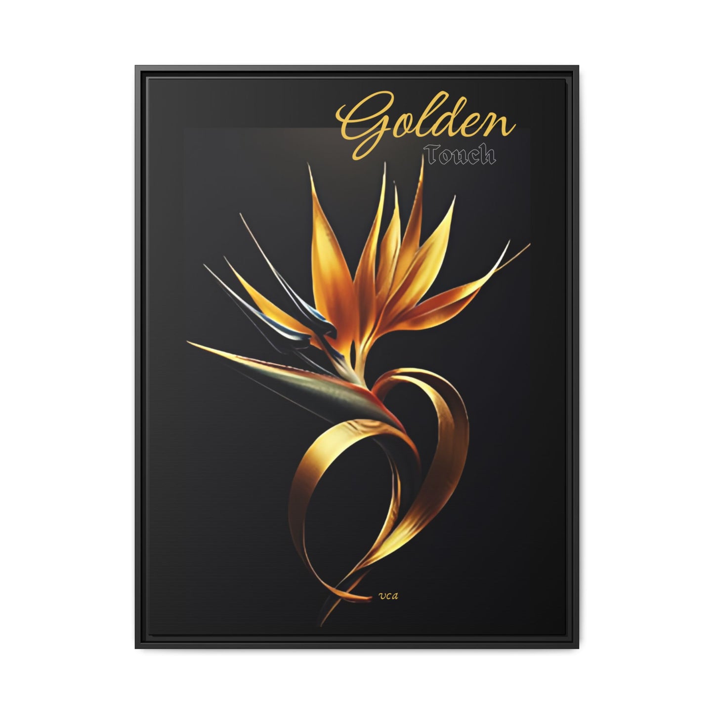 "Golden Touch" collection - 'Bird of Paradise' design #2 by vca - Framed Matte Canvas