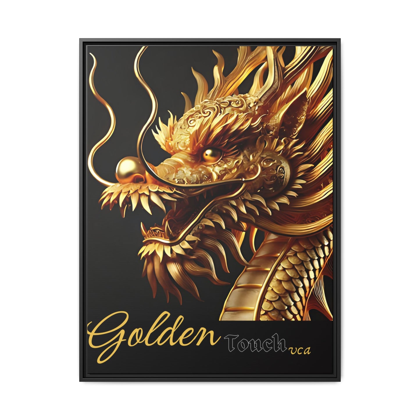"Golden Touch" Collection - Framed 'Golden Dragon' Designer Canvas Wall Art by vca