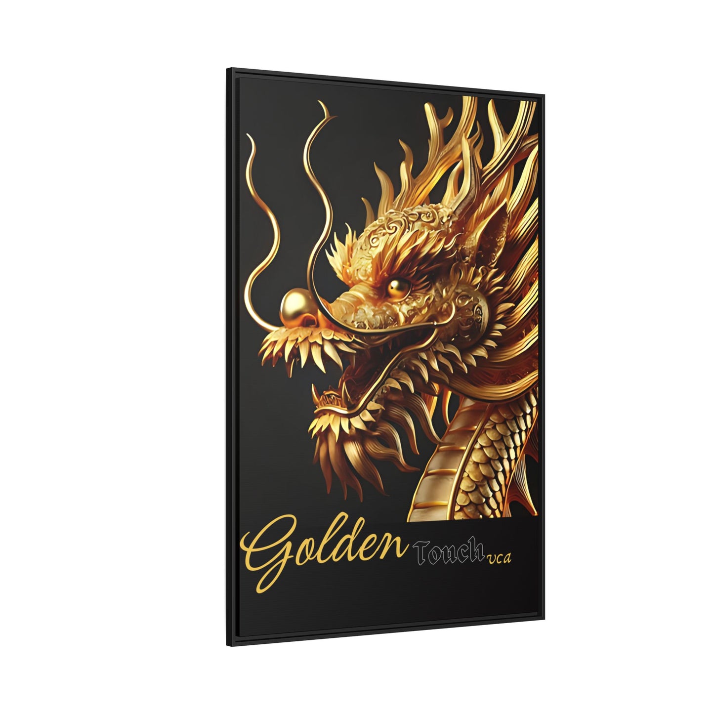"Golden Touch" Collection - Framed 'Golden Dragon' Designer Canvas Wall Art by vca