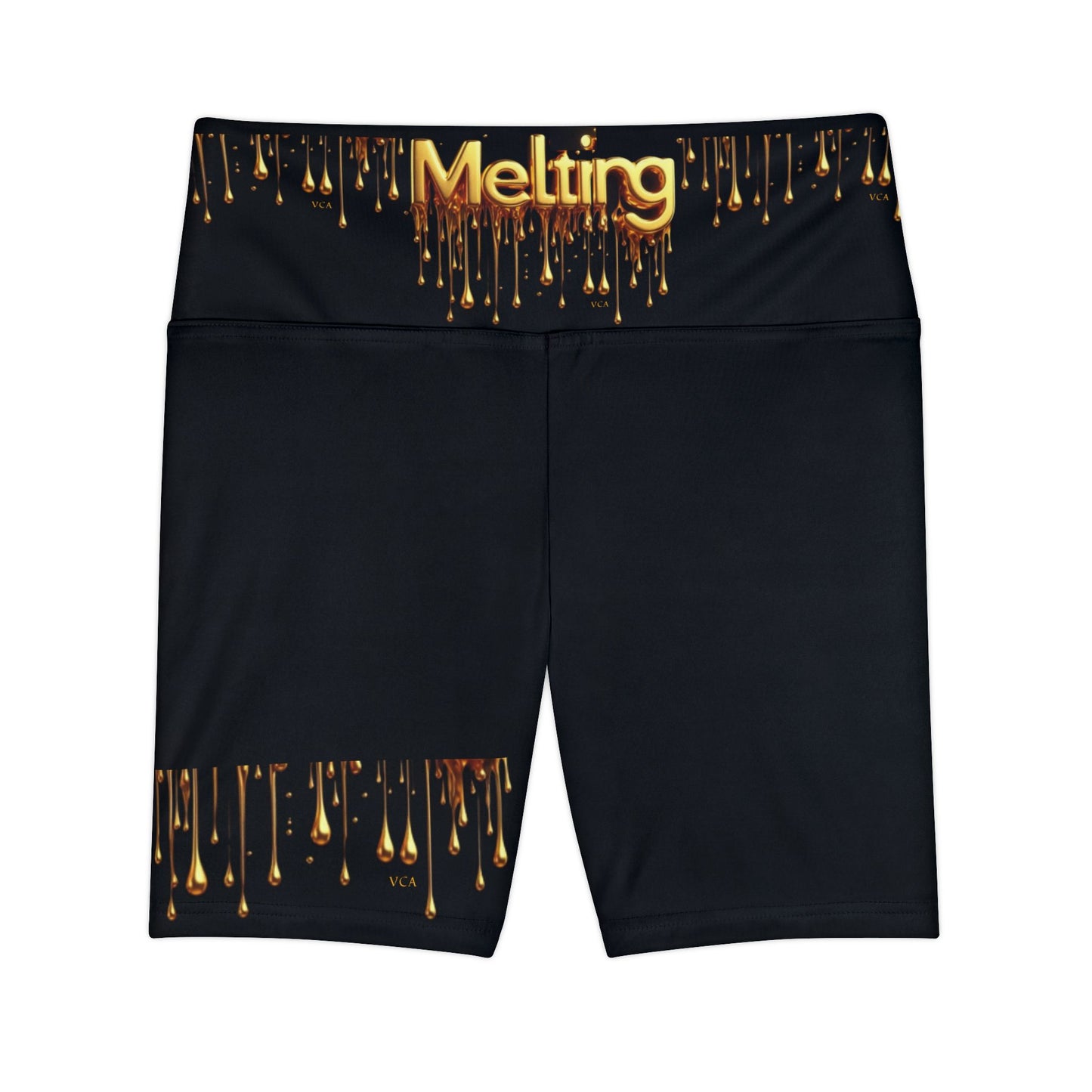 "Golden Touch" Collection - Women's Workout Shorts - '24K Melting Gold' design by vca