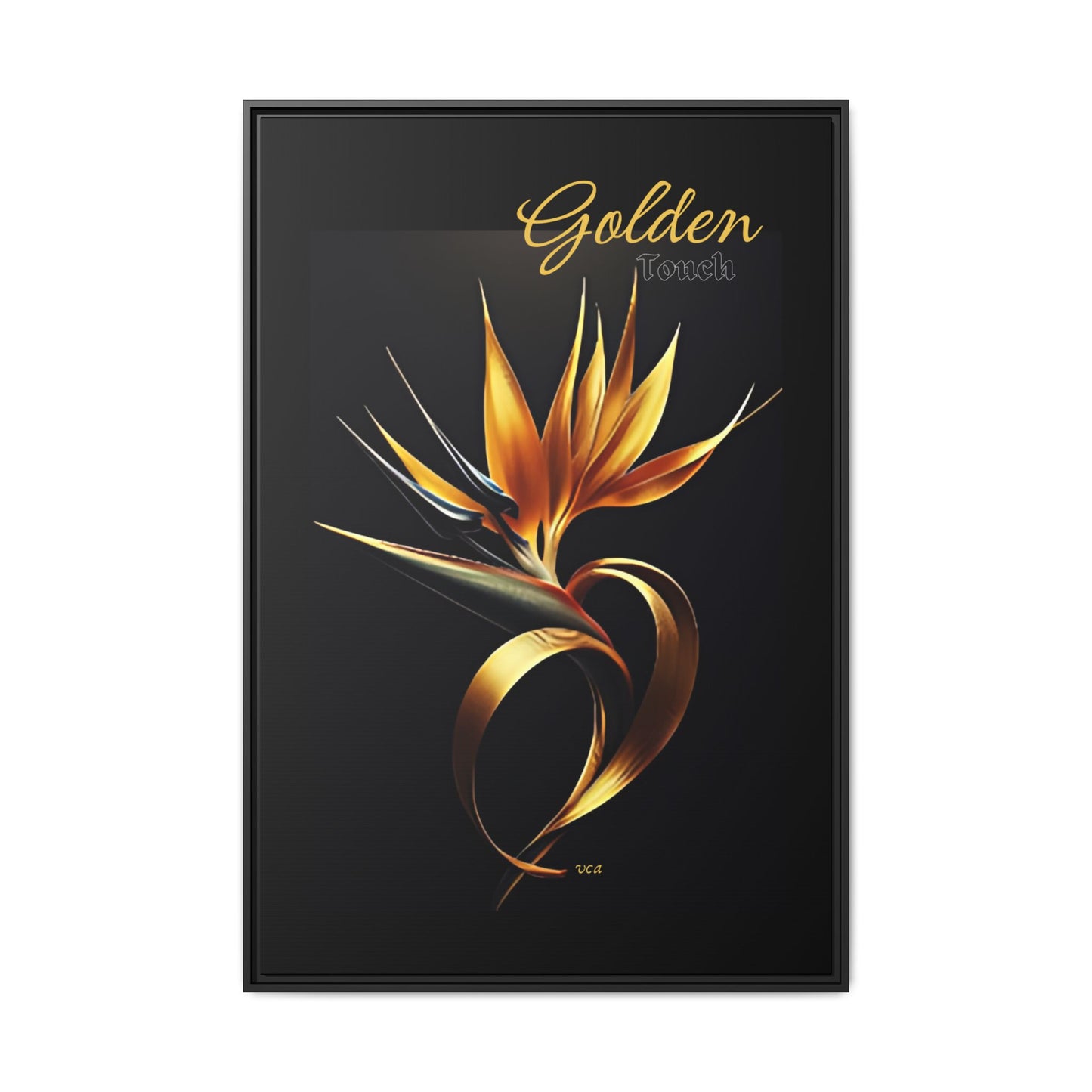 "Golden Touch" collection - 'Bird of Paradise' design #2 by vca - Framed Matte Canvas