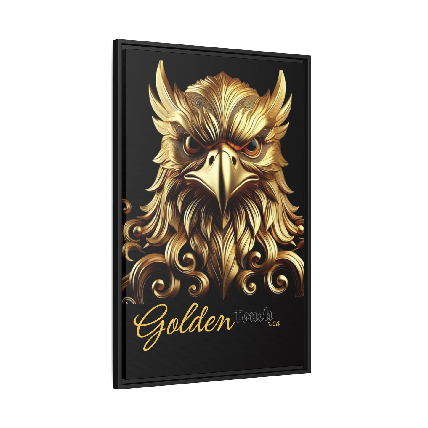 "Golden Touch Collection" – 'Hawk Glare': Luxurious Framed Canvas Wall Art by vca