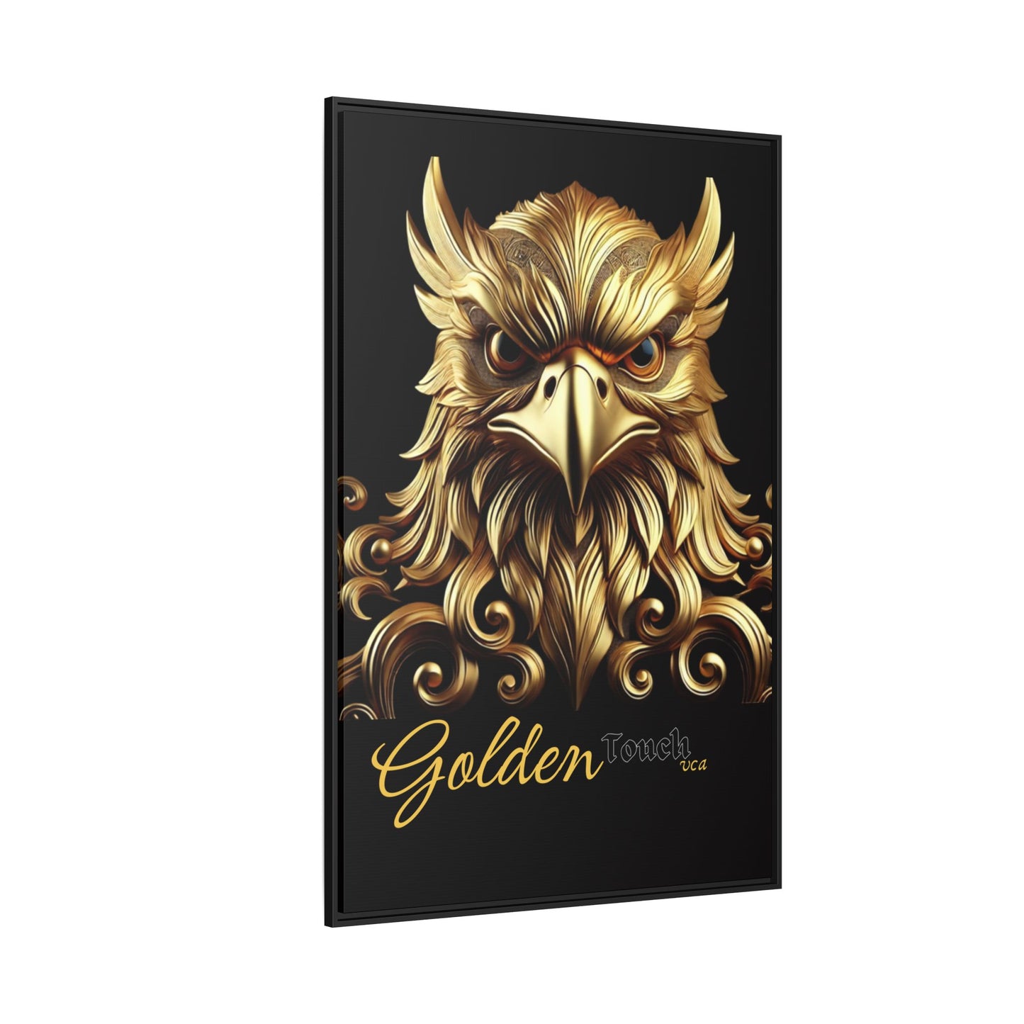 "Golden Touch Collection" – 'Hawk Glare': Luxurious Framed Canvas Wall Art by vca