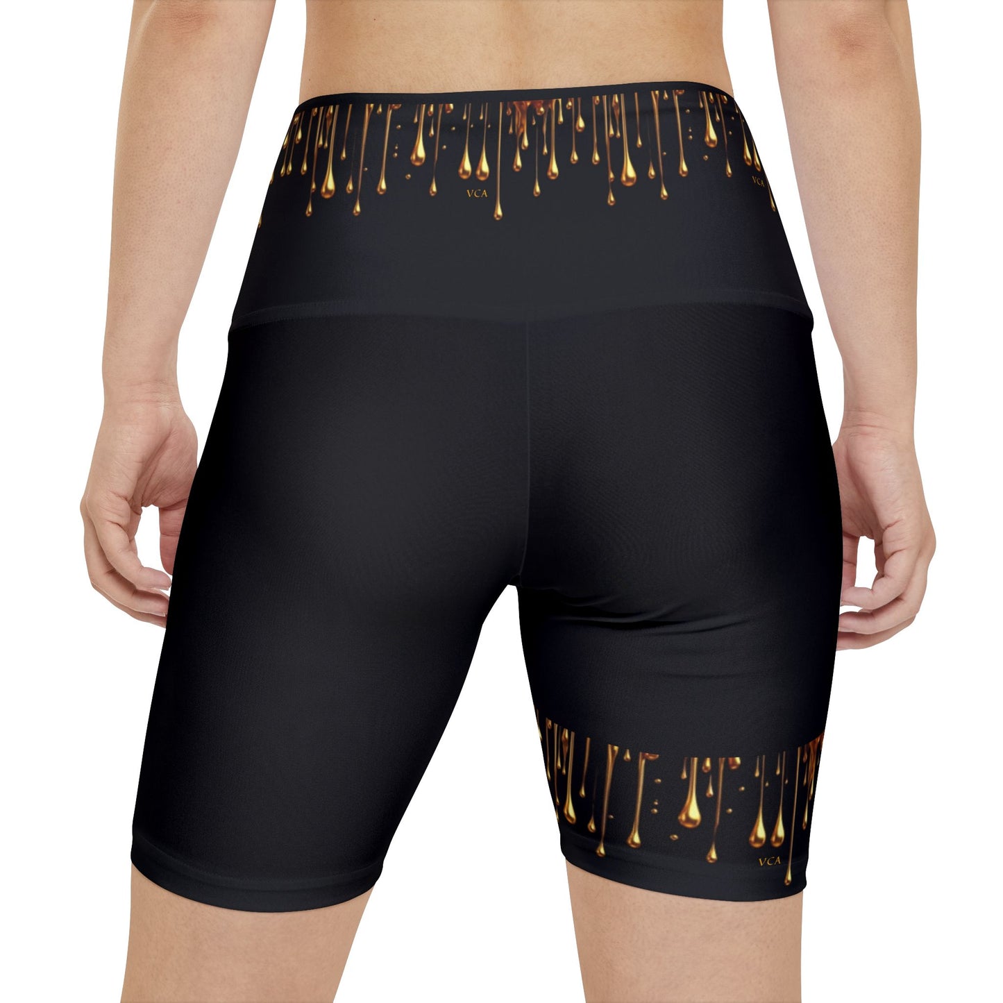 "Golden Touch" Collection - Women's Workout Shorts - '24K Melting Gold' design by vca