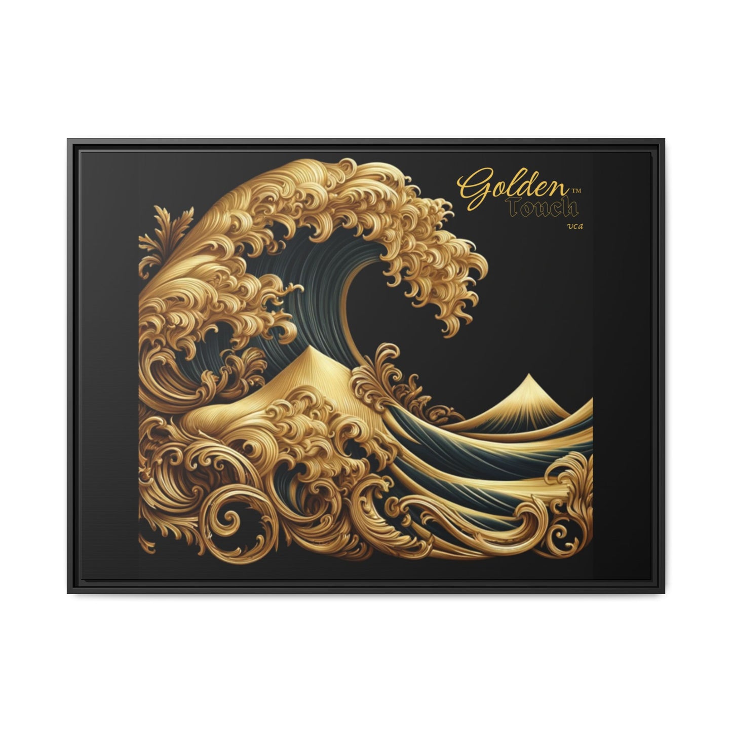 "The Art Gallery" Collection - 'Golden Touch' Cresting Sea by vca - Matte Canvas, Black Framed