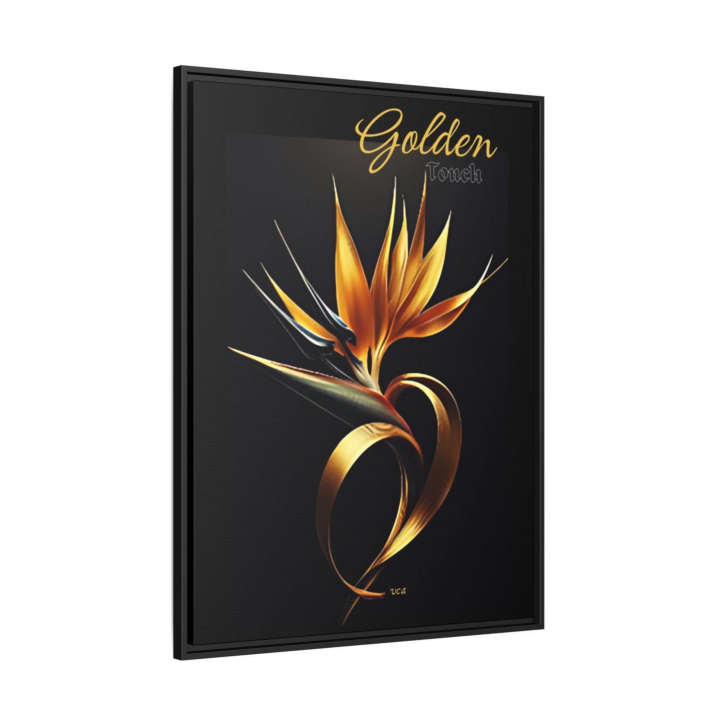 "Golden Touch" collection - 'Bird of Paradise' design #2 by vca - Framed Matte Canvas