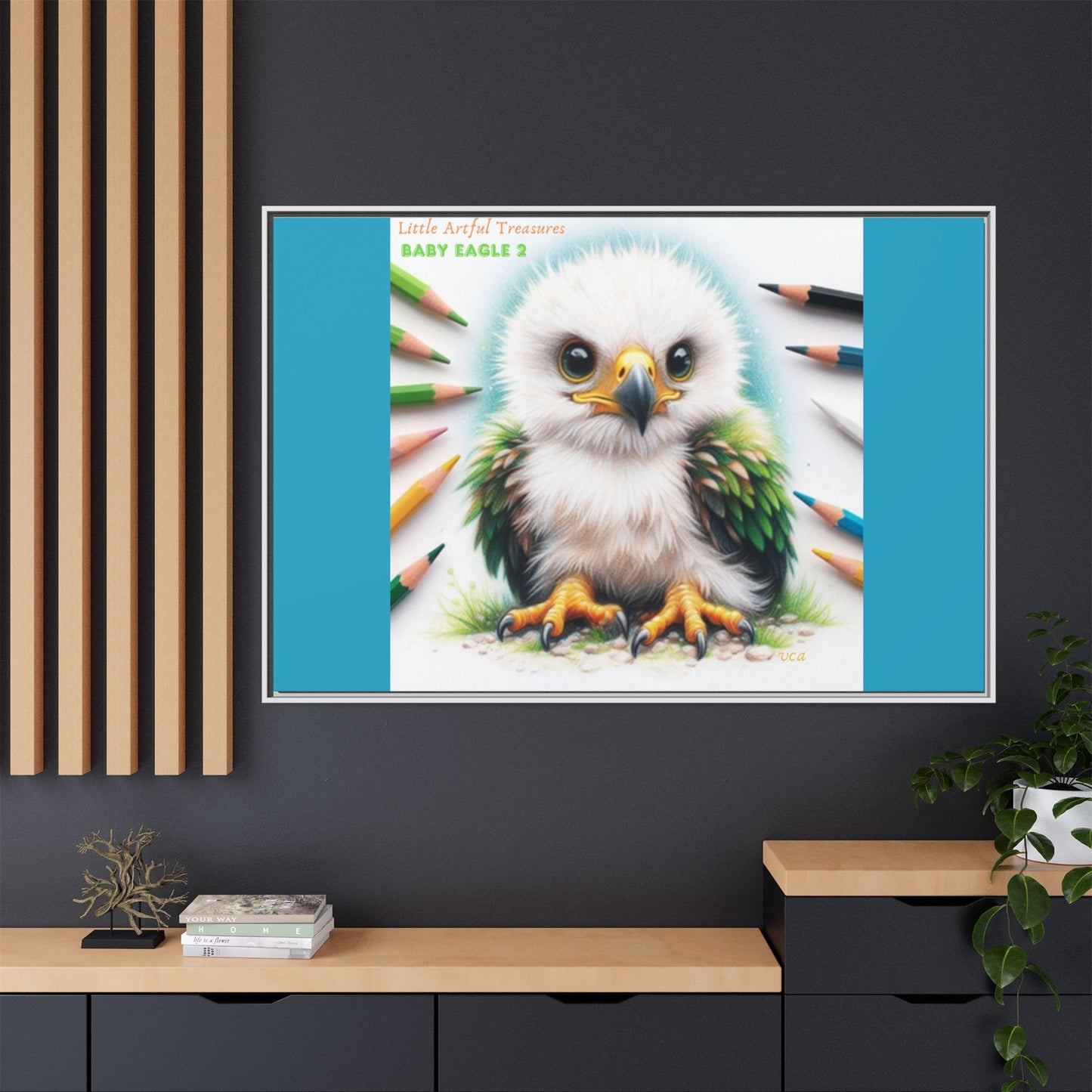 "Little Artful Treasures" Collection - Framed Canvas Wall Art — "Baby Eagle 2" by vca