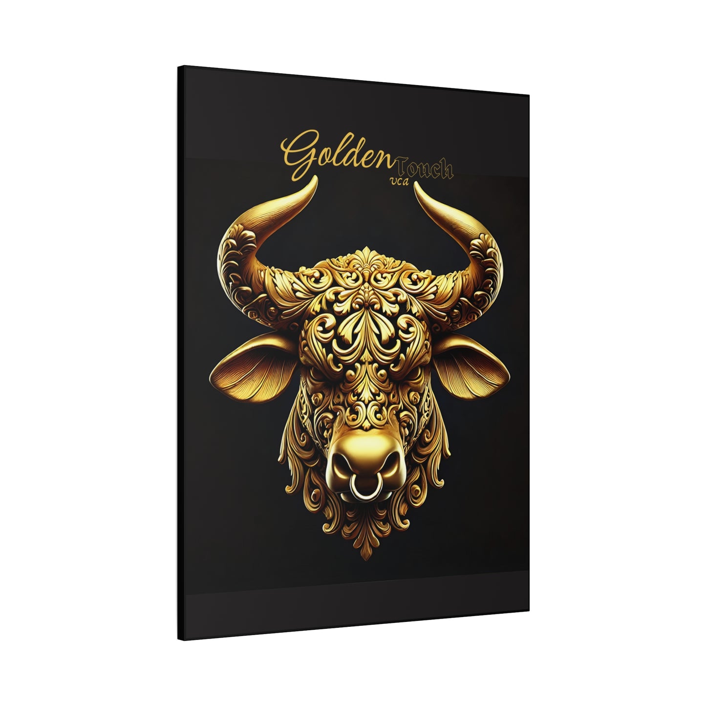 "Golden Touch" Collection - 'Taurus Head2' by vca - Framed Designer Matte Canvas