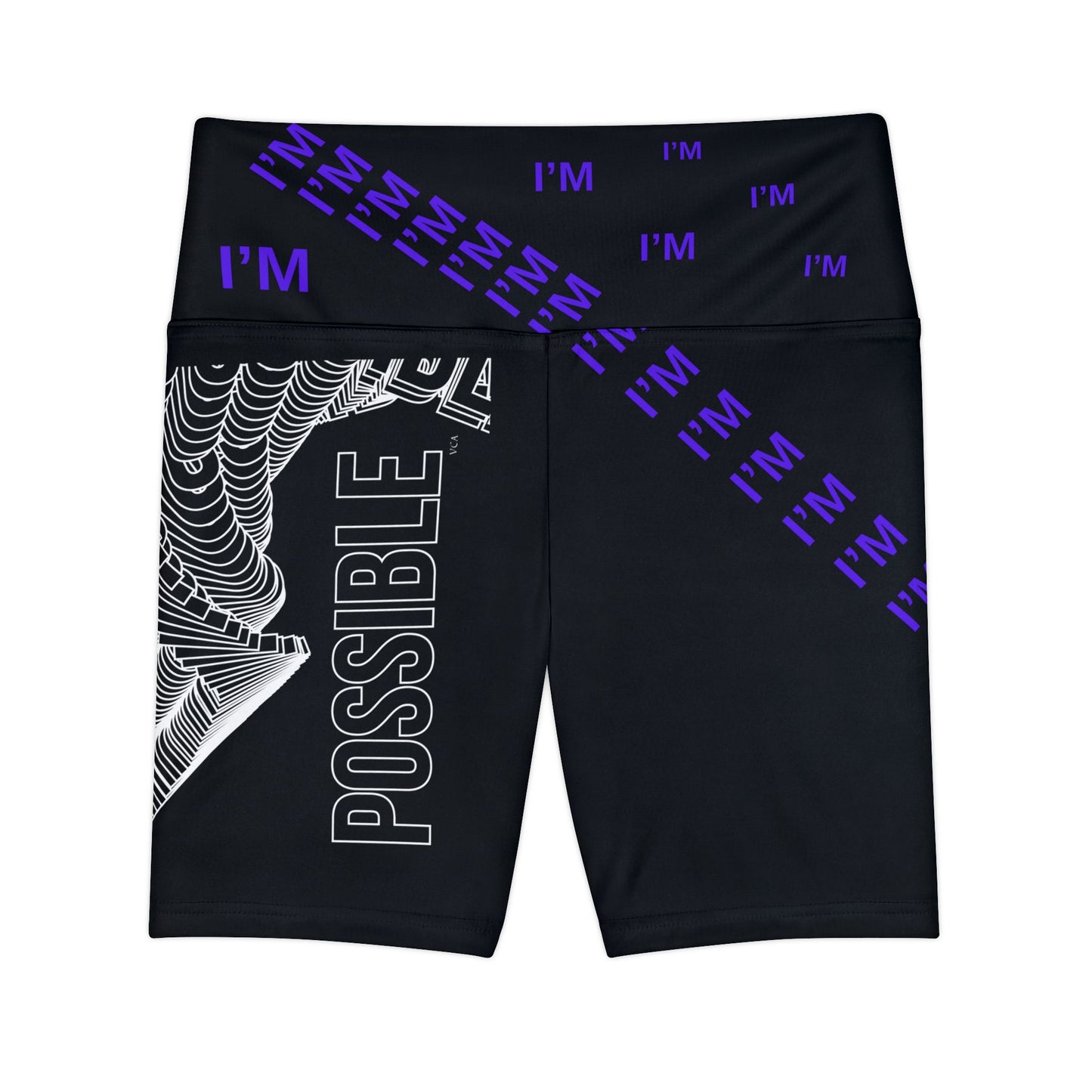 "Elevated Style" Collection - 'I'm Possible' design by vca - Designer Women's Workout Shorts