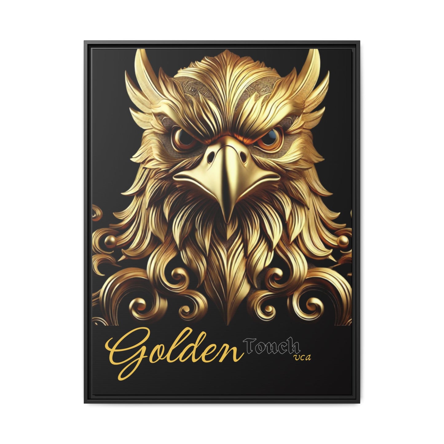 "Golden Touch Collection" – 'Hawk Glare': Luxurious Framed Canvas Wall Art by vca
