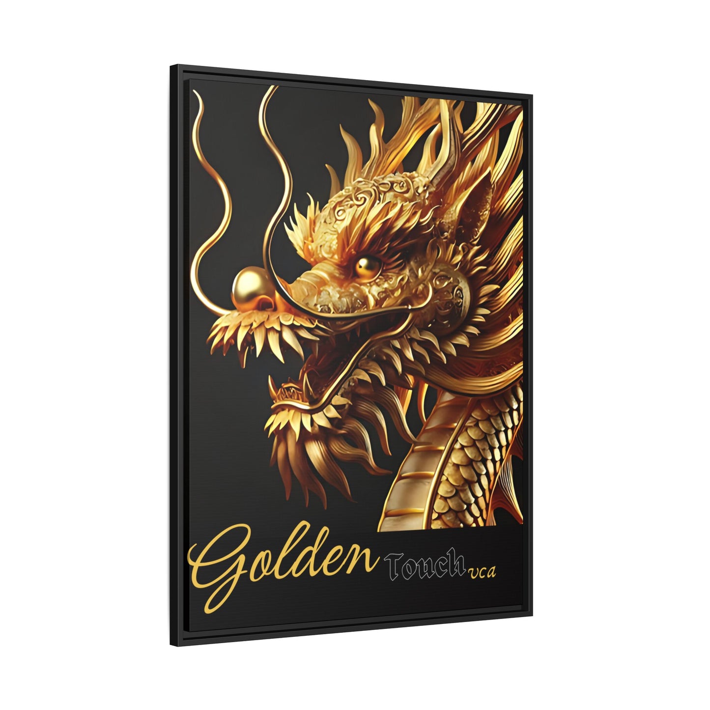 "Golden Touch" Collection - Framed 'Golden Dragon' Designer Canvas Wall Art by vca