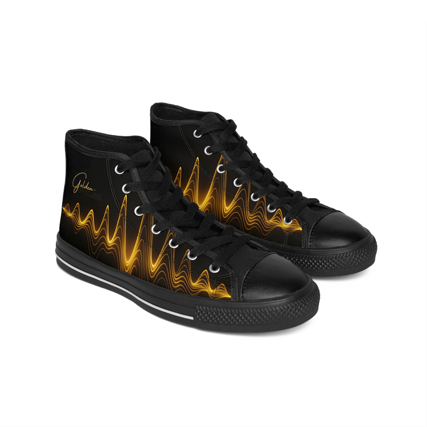 "Golden Touch" Collection - Designer "24k Golden" pulse high-top sneakers by vca - Black