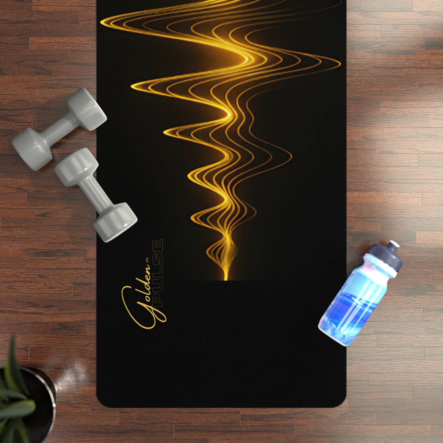 "Golden Touch" Collection - '24K Golden Pulse' Designer Fitness Mat by vca - Black/Gold