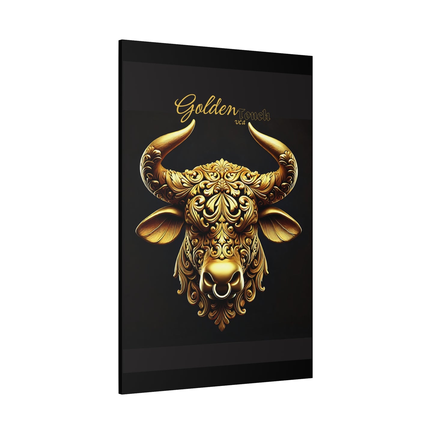 "Golden Touch" Collection - 'Taurus Head2' by vca - Framed Designer Matte Canvas