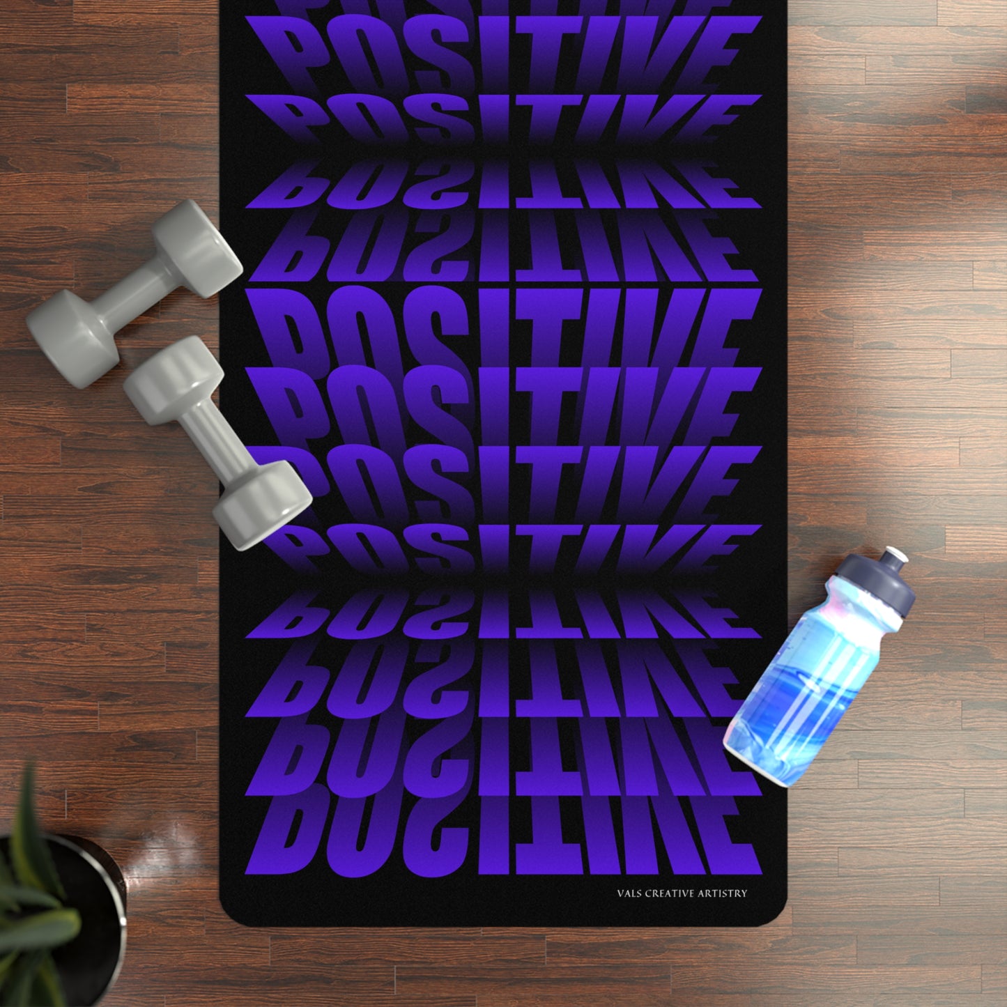 "Elevated Style" Collection - 'Positive Vibes' Designer Yoga Mat by vca - Purple