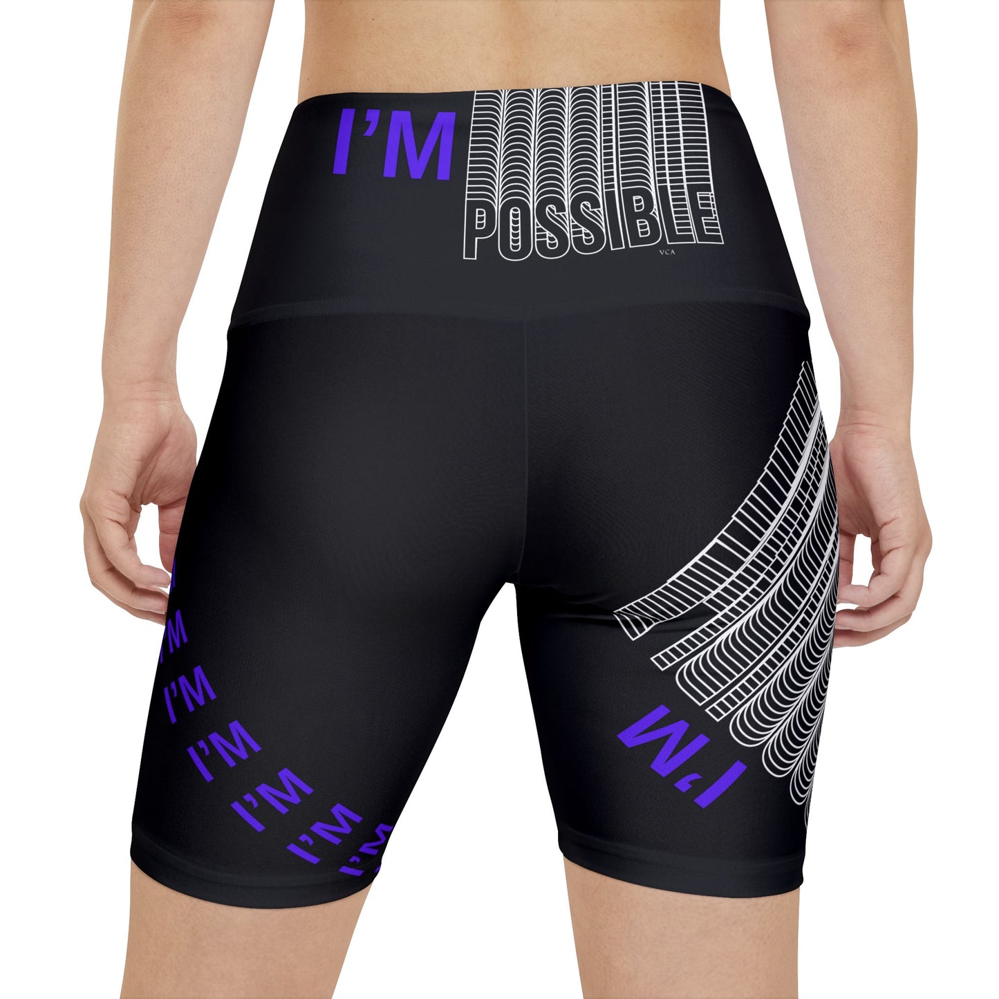 "Elevated Style" Collection - 'I'm Possible' design by vca - Designer Women's Workout Shorts