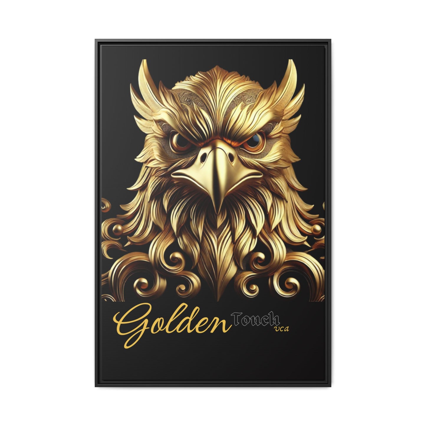 "Golden Touch Collection" – 'Hawk Glare': Luxurious Framed Canvas Wall Art by vca