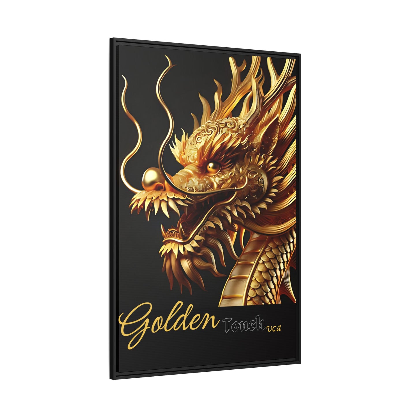 "Golden Touch" Collection - Framed 'Golden Dragon' Designer Canvas Wall Art by vca