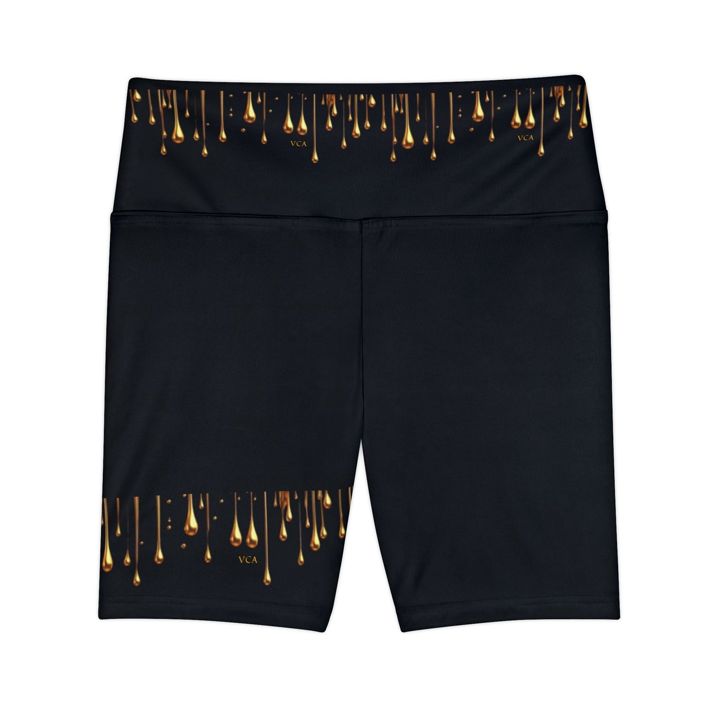"Golden Touch" Collection - Women’s Workout Shorts - '24K Liquid Gold Drops' Design by vca