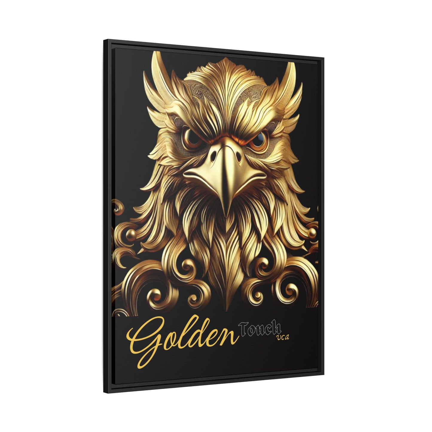 "Golden Touch Collection" – 'Hawk Glare': Luxurious Framed Canvas Wall Art by vca