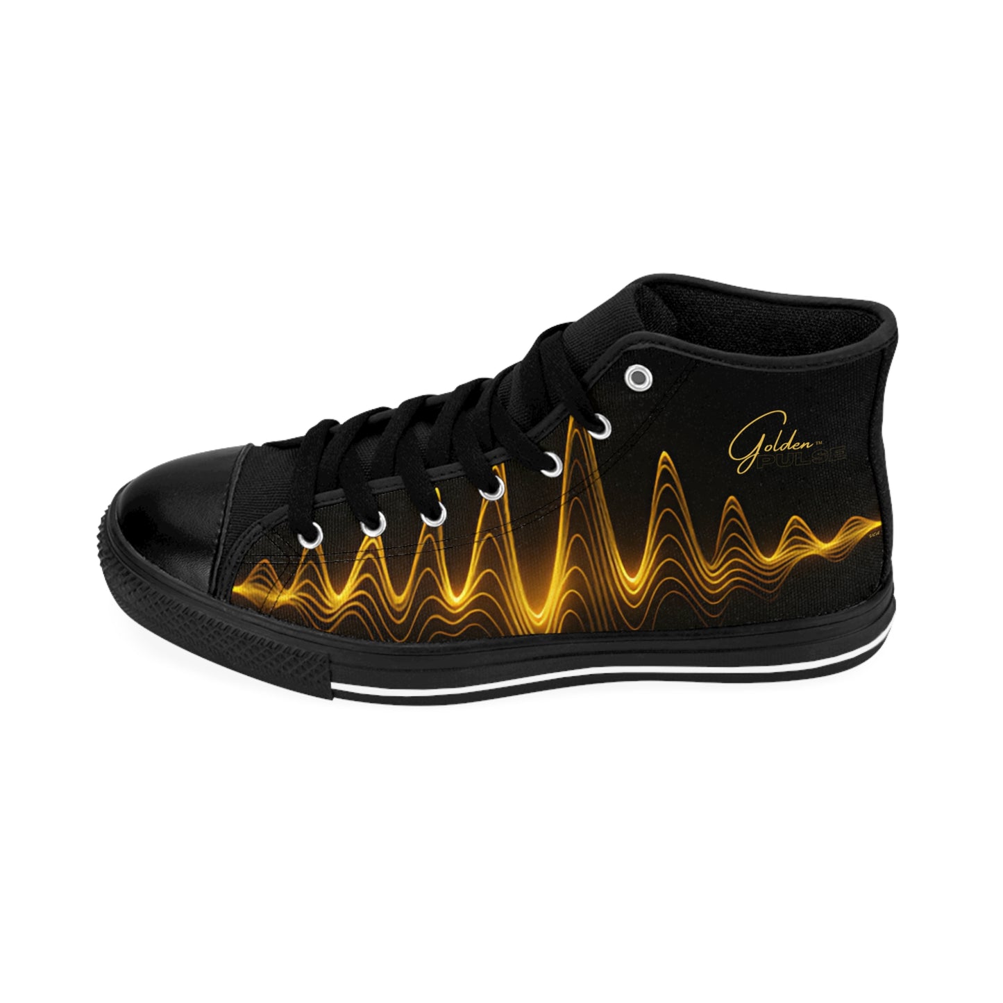 "Golden Touch" Collection - Designer "24k Golden" pulse high-top sneakers by vca - Black