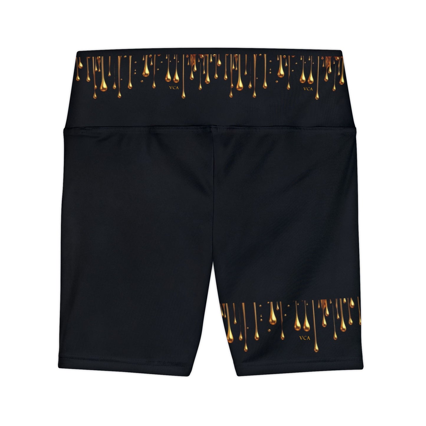 "Golden Touch" Collection - Women’s Workout Shorts - '24K Liquid Gold Drops' Design by vca