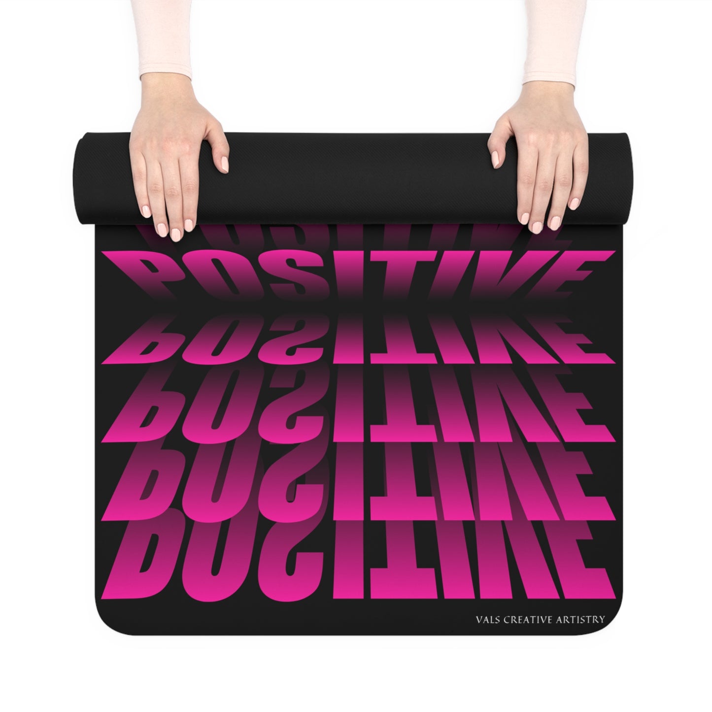"Elevated Style" Collection - 'Positive Vibes' Designer Mat in Hot Pink by vca - Yoga Mat