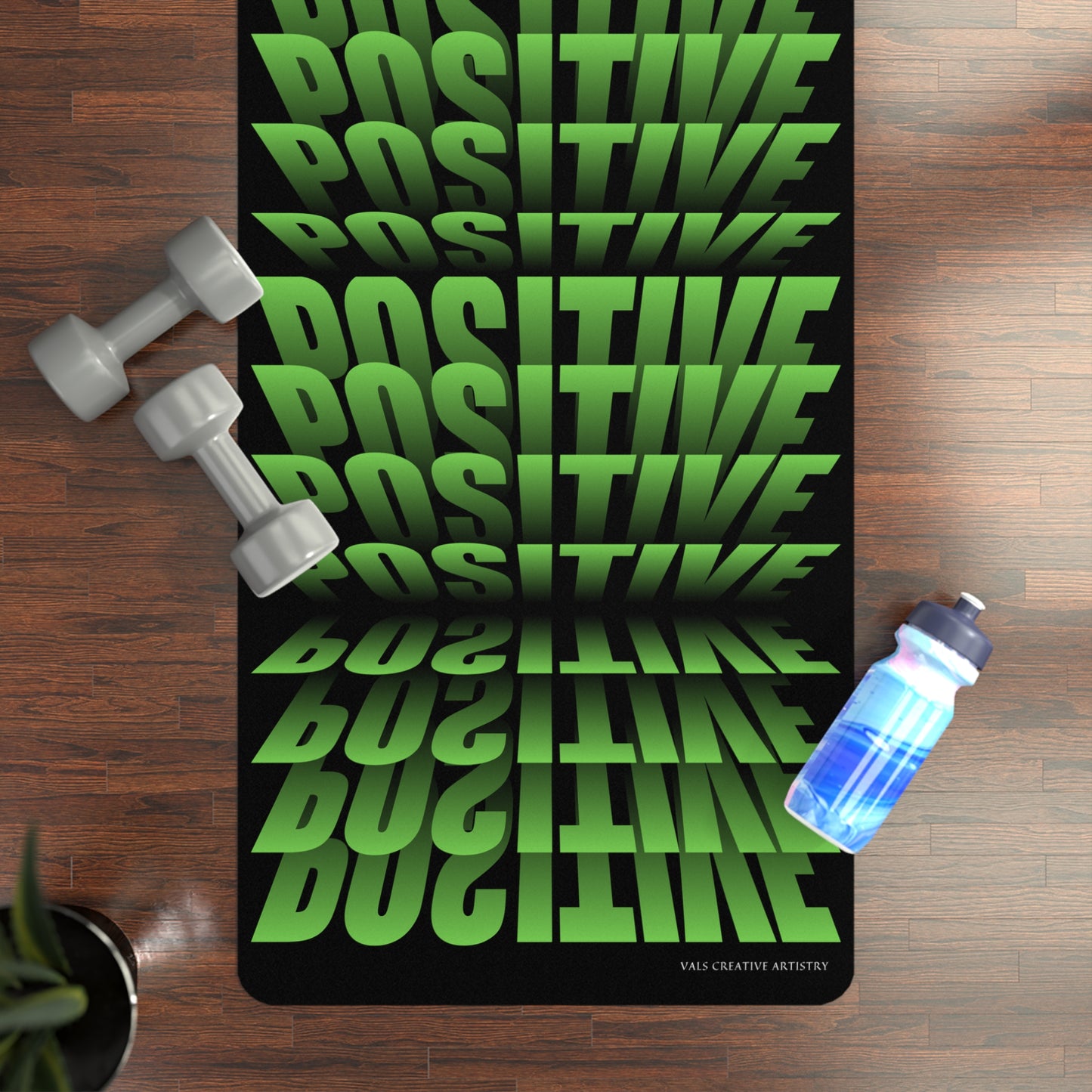 "Elevated Style" Collection - 'Positive Vibes' Designer Yoga Mat by vca - Green