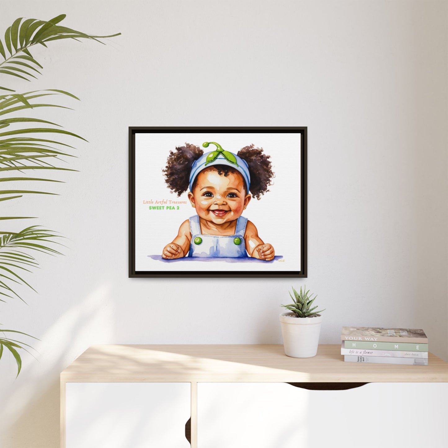 "Little Artful Treasures" Collection - Framed Canvas Print — "Sweet Pea 2" Baby Portrait by vca