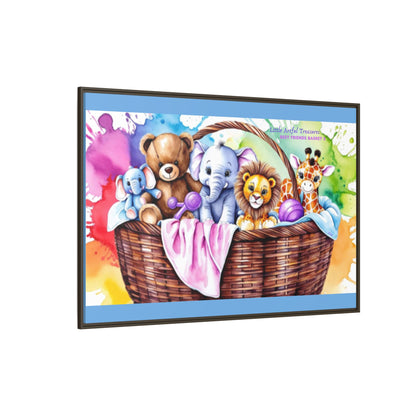 "Little Artful Treasures" Collection - Framed Nursery Canvas Wall Art — 'Best Friends Basket 2' by vca
