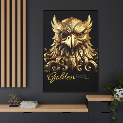 "Golden Touch Collection" – 'Hawk Glare': Luxurious Framed Canvas Wall Art by vca