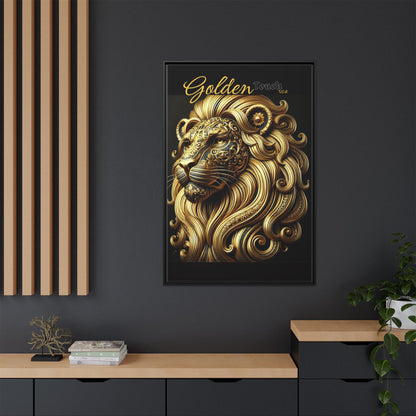 "Golden Touch" Collection - Framed Canvas Art - 'Golden Majesty' Lion by vca