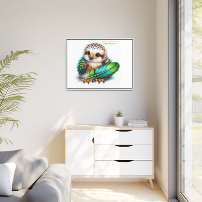 "Little Artful Treasures" Collection - Framed Canvas Wall Art— 'Baby Eagle 3 with Eagle Feather' by vca