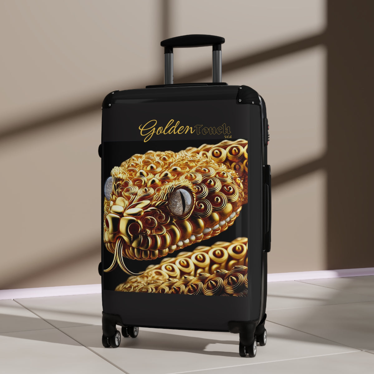 "Golden Touch" Collection - 'Snake Crystal Eyes' design by vca - Designer Luggage Set