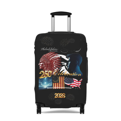 "Legacy of Liberty" Collection - Luggage Cover design by vca - Semi-Quincentennial Travel Accessory, 2-sided - Black