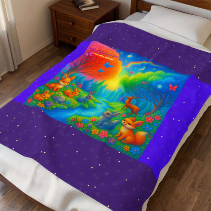 "Little Artful Treasures" Collection - Velveteen Plush Blanket - Cozy Throw - 'Vivid Nite Dreams' by vca