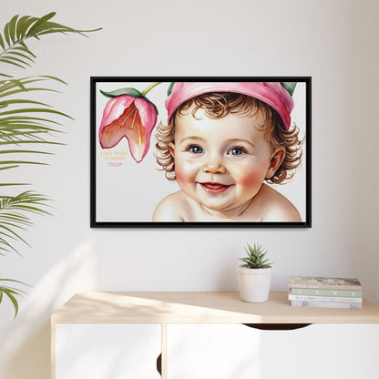 "Little Artful Treasures" Collection - 'Tulip' - Art Framed Matte Canvas Baby Portrait by vca