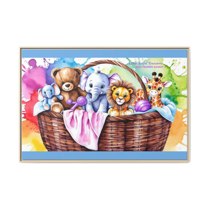 "Little Artful Treasures" Collection - Framed Nursery Canvas Wall Art — 'Best Friends Basket 2' by vca