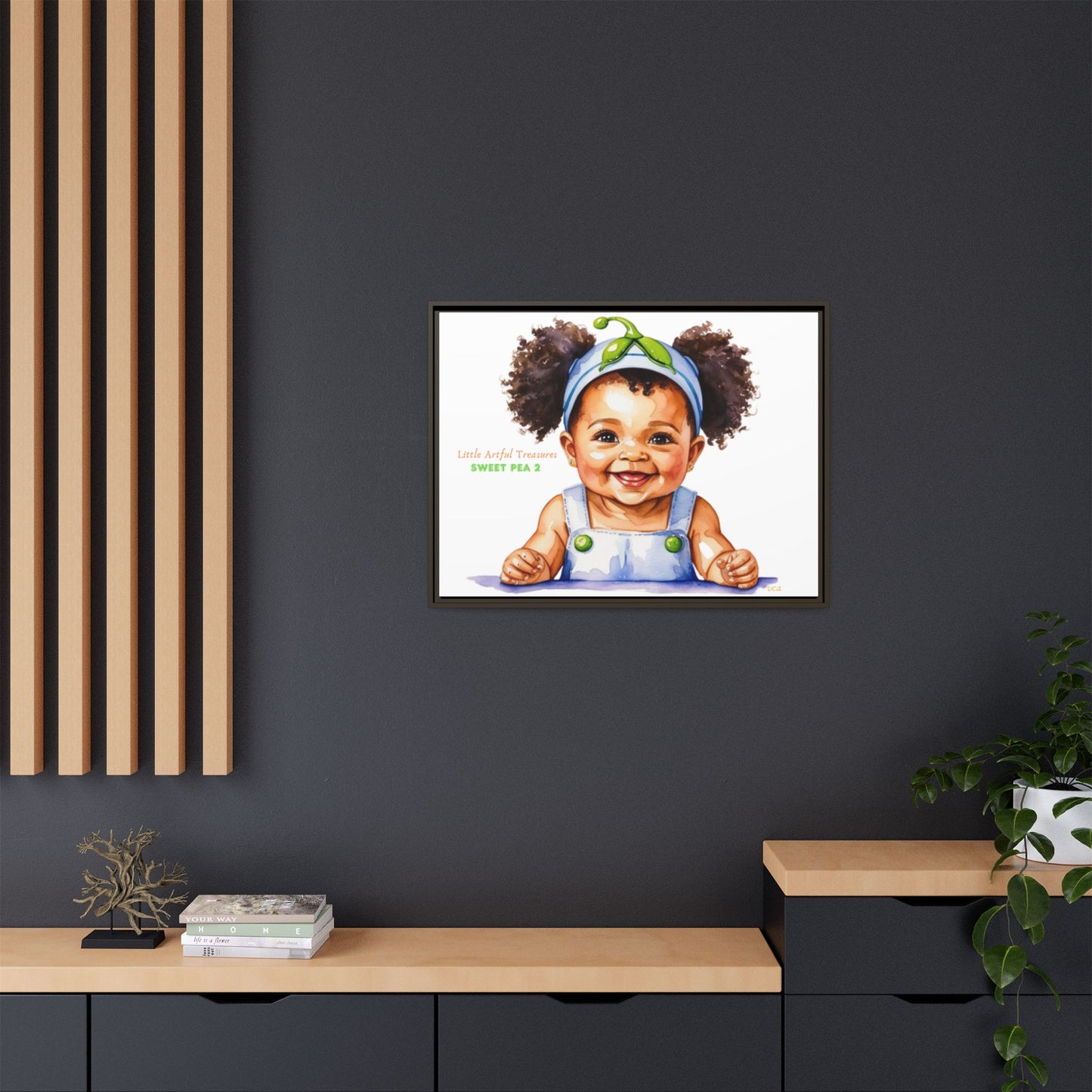 "Little Artful Treasures" Collection - Framed Canvas Print — "Sweet Pea 2" Baby Portrait by vca