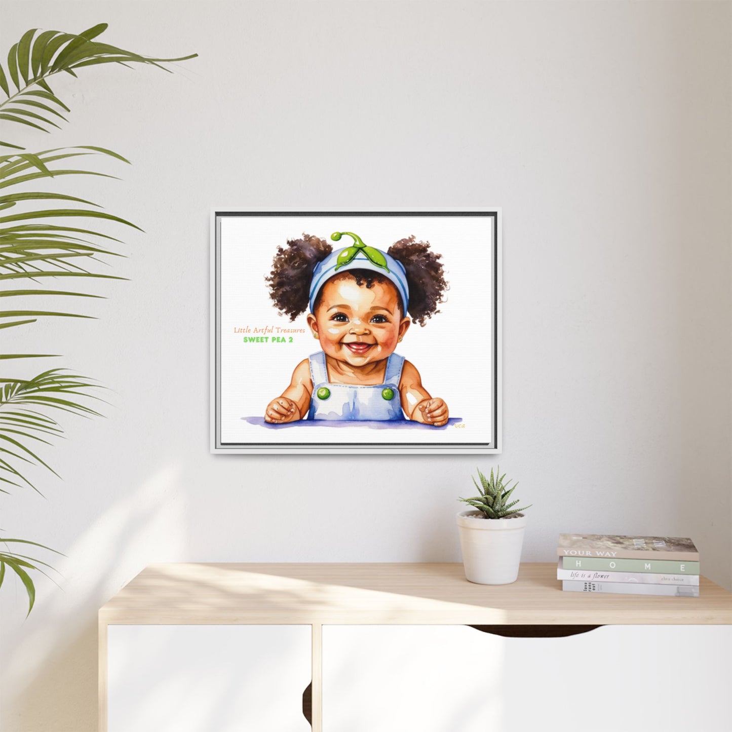 "Little Artful Treasures" Collection - Framed Canvas Print — "Sweet Pea 2" Baby Portrait by vca