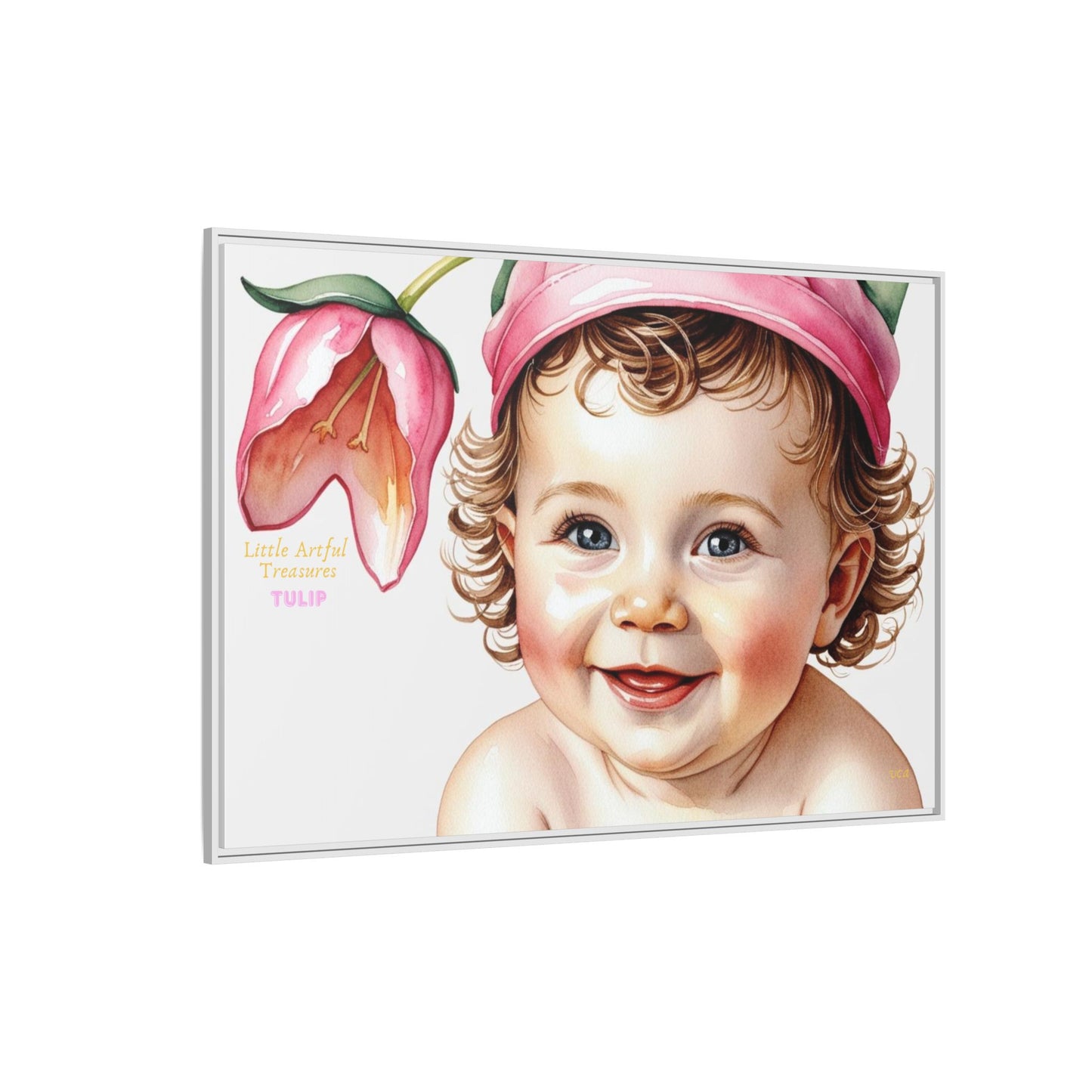 "Little Artful Treasures" Collection - 'Tulip' - Art Framed Matte Canvas Baby Portrait by vca
