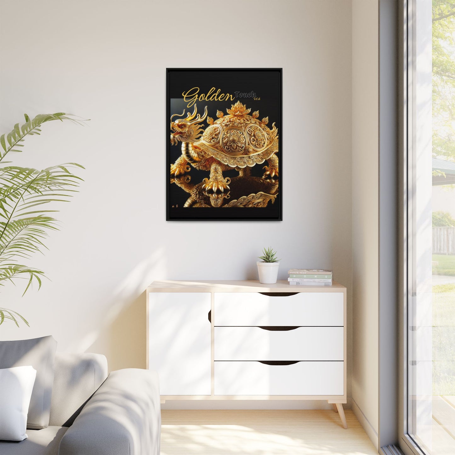 "Golden Touch" Collection - Elegant Framed Canvas Art Print by vca